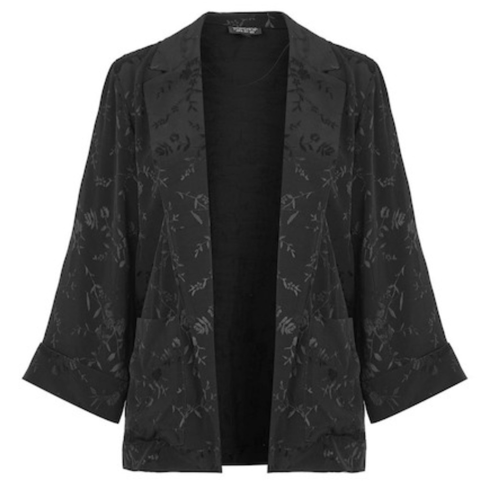 Topshop Black Suzie Soft Jacquard Kimono Jacket
